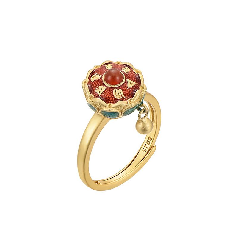 

Дизайн ретро-кольцо с мантрой-шестью символами, простое креативное китайское буддийское кольцо для женщин, регулируемые кольца