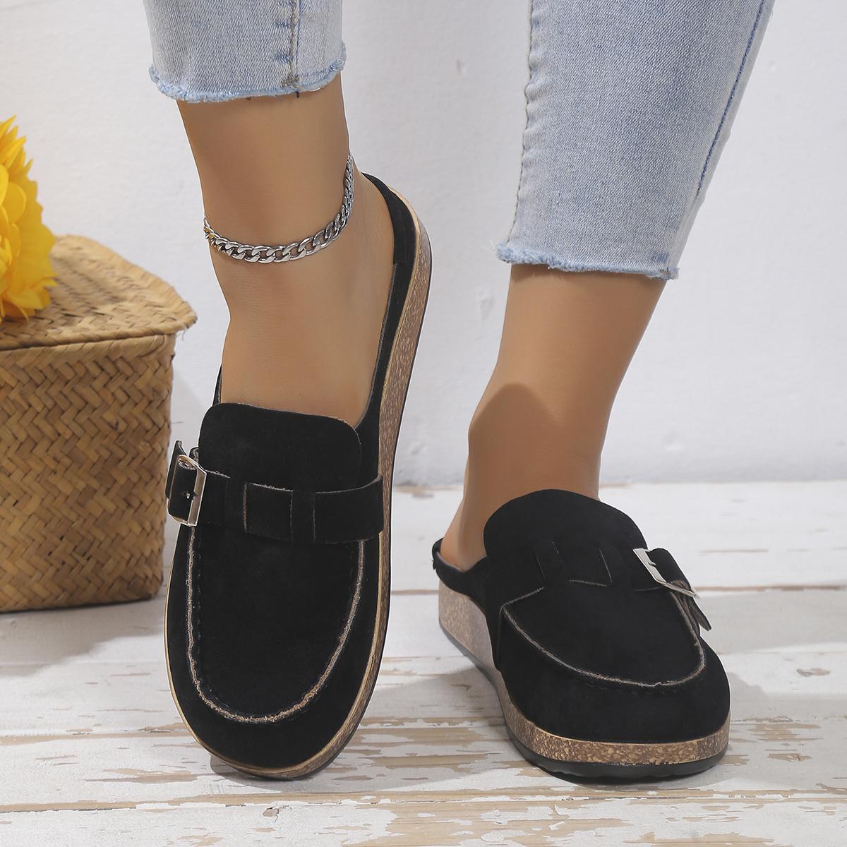Женская дизайнерская обувь для женщин Ретро Комфорт Плоские Летние туфли больших размеров Женские туфли на платформе Сабо Женские кроссовки Zapatos De Mujer 36 чёрный 4659₽