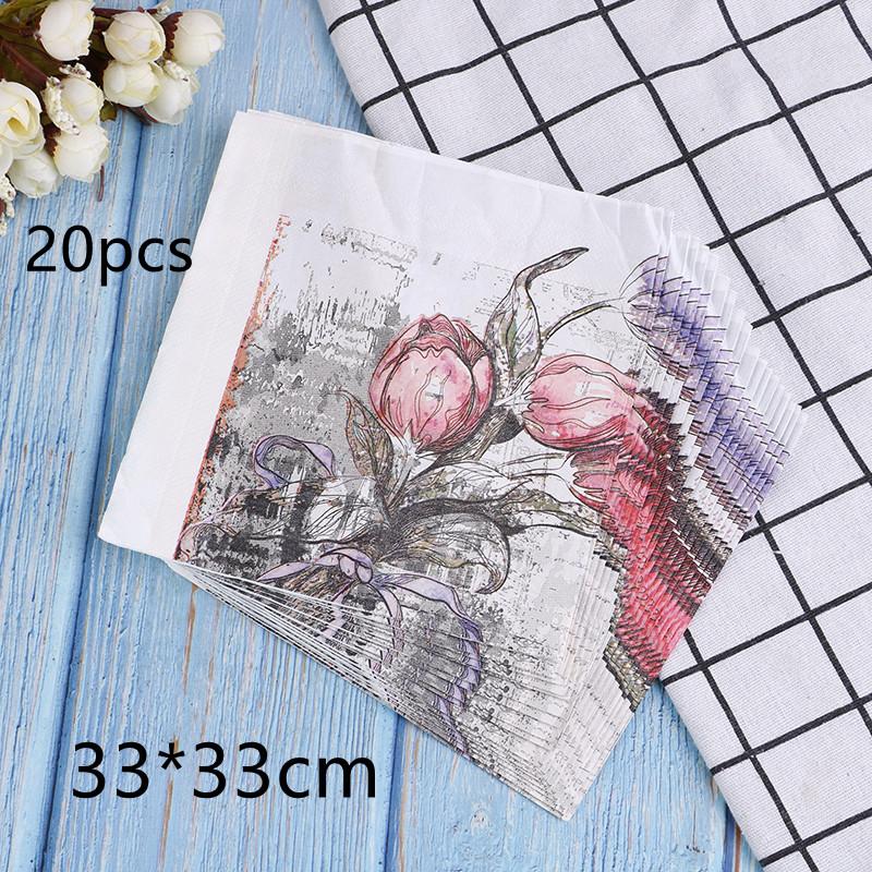 20 Stück bedruckte Servietten Papier Decoupage Taschentücher Blumen Hochzeit Geburtstag DIY Dekoration Schreibtisch Dekoration Servietten