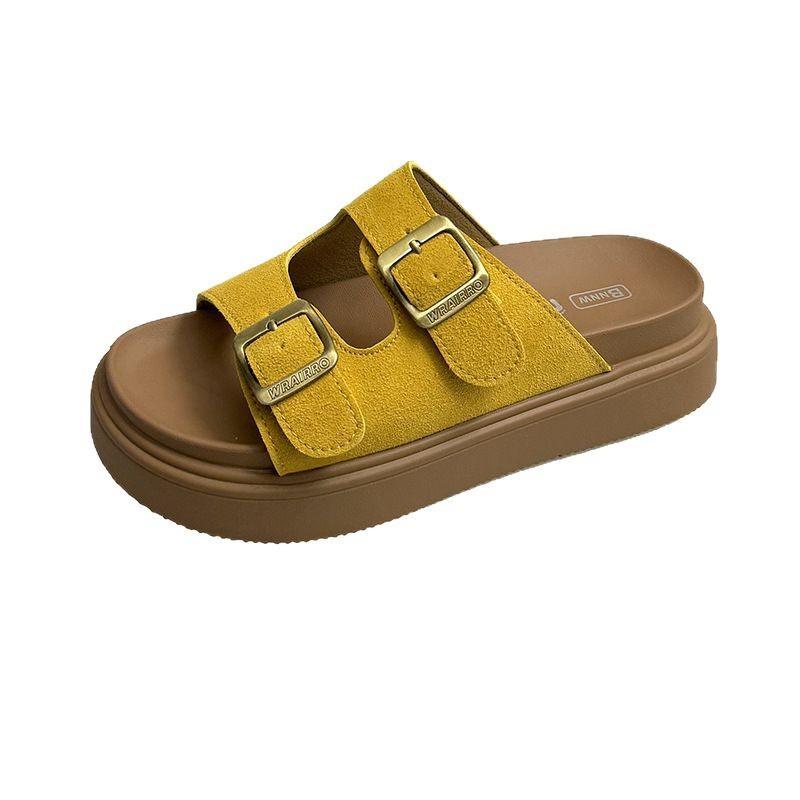 Thick bottom with skirt, cool slippers for women's summer wear 2025 new fashion Birkenstock super fire, stepping on shit, beach one-word drag