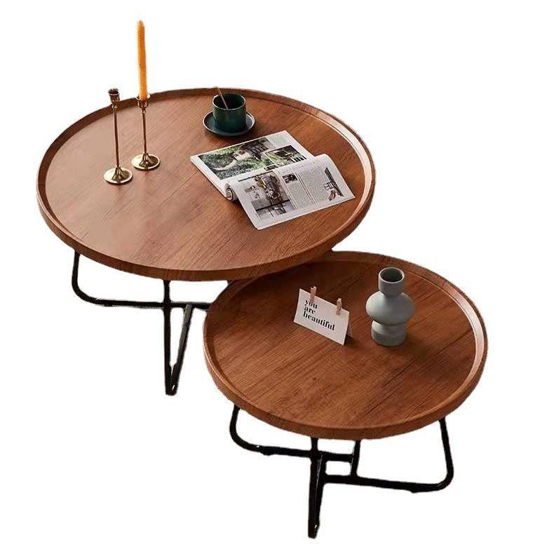 Walnut Minimalist Round Side Table – Italian Luxury Coffee Table for Living Room