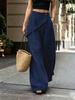 New European and American wide-leg pants irregular design loose solid color casual pants imitation linen women's pants