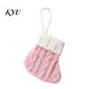 Mini Christmas Stockings Tableware Holder, Knitted Spoon Knife Fork Decorative Stocking Pendants Bag for Fireplace, Tree, Holiday Party Dinner