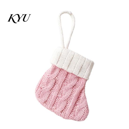 Mini Christmas Stockings Tableware Holder, Knitted Spoon Knife Fork Decorative Stocking Pendants Bag for Fireplace, Tree, Holiday Party Dinner