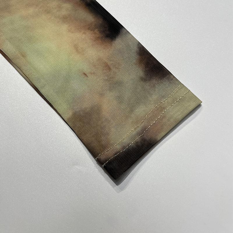 Spring Women's Blouse 3D Printed Neckless Slim T-Shirt Vintage Sexy One Shoulder Pressure Pleat Top