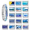 Fashion Blue Series Seaside Scenery Seawave Sailing Italian Charm Links Fit 9mm Stainless Steel Bracelet Jewelry DIY Making