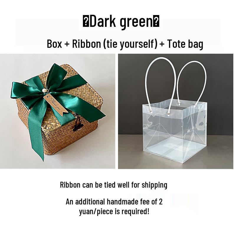 Square Handwoven Bamboo Gift Basket with Lid - High-end Candy Box and Wedding Favor