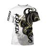 Men'S New Summer 3d Printing Hd Printed O-Collar Short Sleeve T-Shirt Ocean Octopus Art Personality Retro Plus Size Loose Top