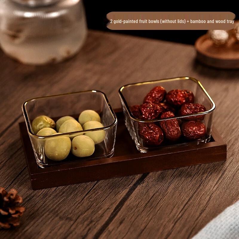 Nordic Gold-Rimmed Glass Divided Serving Tray