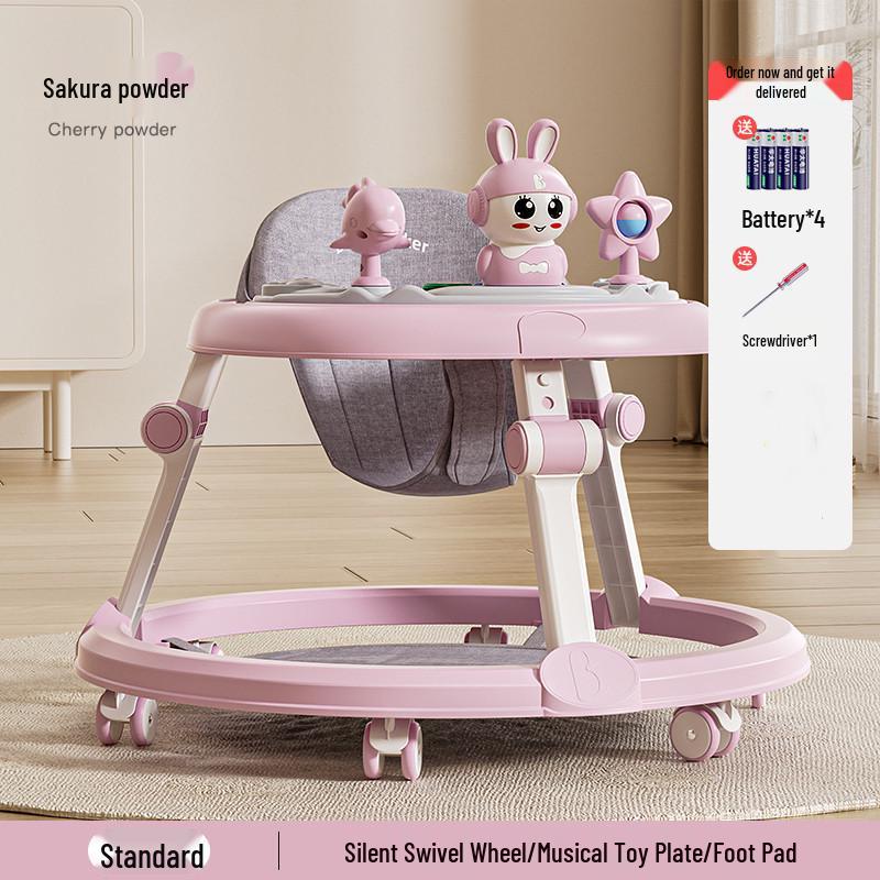 Multifunctional Baby Walker with Music, Lightweight & Foldable for 6-18 Months, Anti-Rollover Design