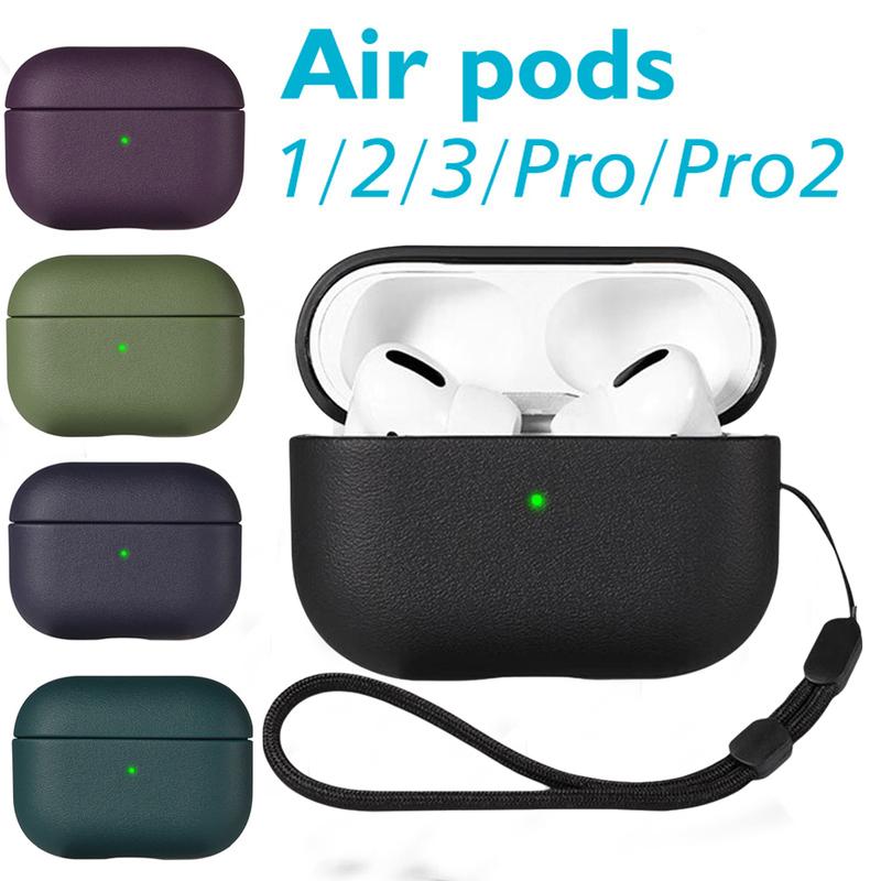 Leather grain Case For AirpPods Pro3 2 Case Airpods 4 3 2 1 AirPods Pro cover Apple Bluetooth Earphone Accessories Protect Machine