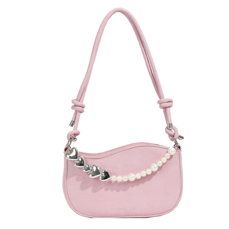 High-value pearl chain small bag women's 2025 spring and summer new niche crossbody small bag fashion shoulder armpit bag