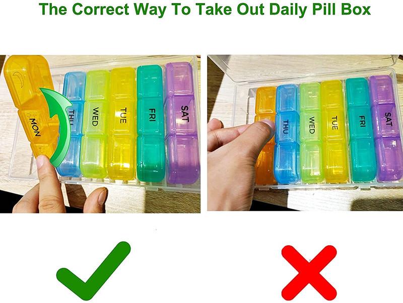 21-Compartment Weekly Rainbow Pill Organizer for Elderly - Moisture-Proof, Portable Travel Pill Box (3x Daily)