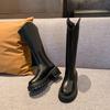 2024 Hot Sale New Autumn Winter Women Knee Length Shoes Round Head Solid Color Slip-On Wear Resistant Ladies Elegant Boots