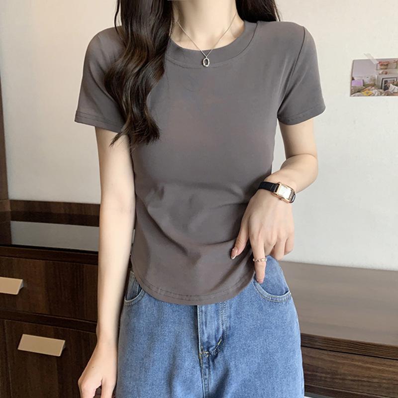 2026 Summer New Slim Fit V-Neck Short-Sleeve T-Shirt for Petite Women