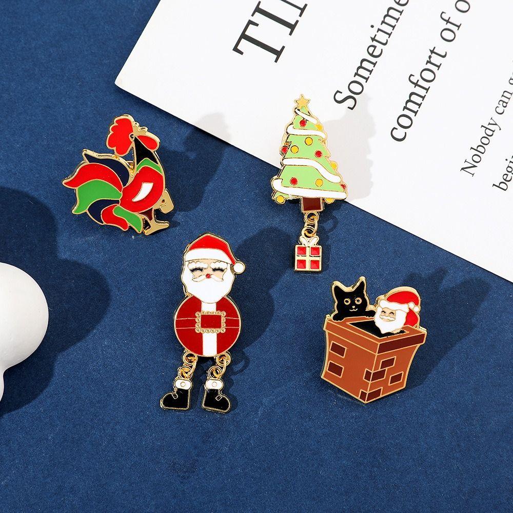 Cartoon Christmas Brooch Christmas Tree Dripping Oil Lapel Pin Santa Claus Enamel Pins Decoration