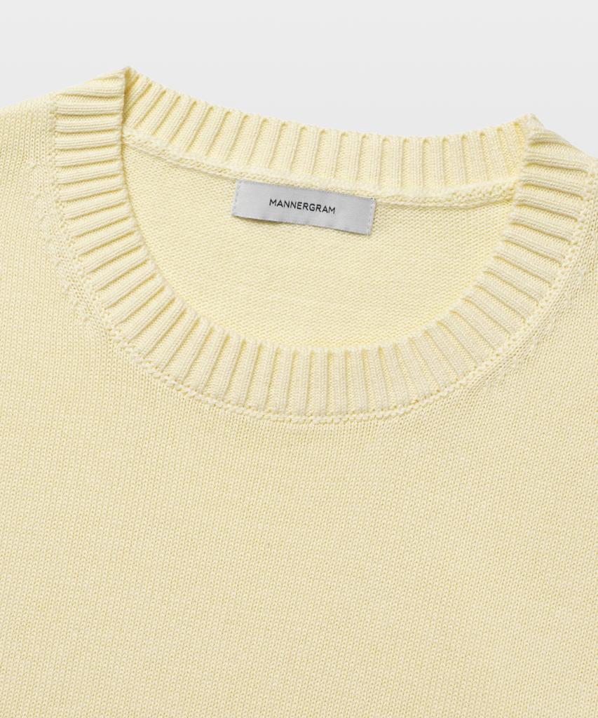 MANNERGRAM 100% Soft Cotton 3-Ply Round Short Sleeve Knit Ivory