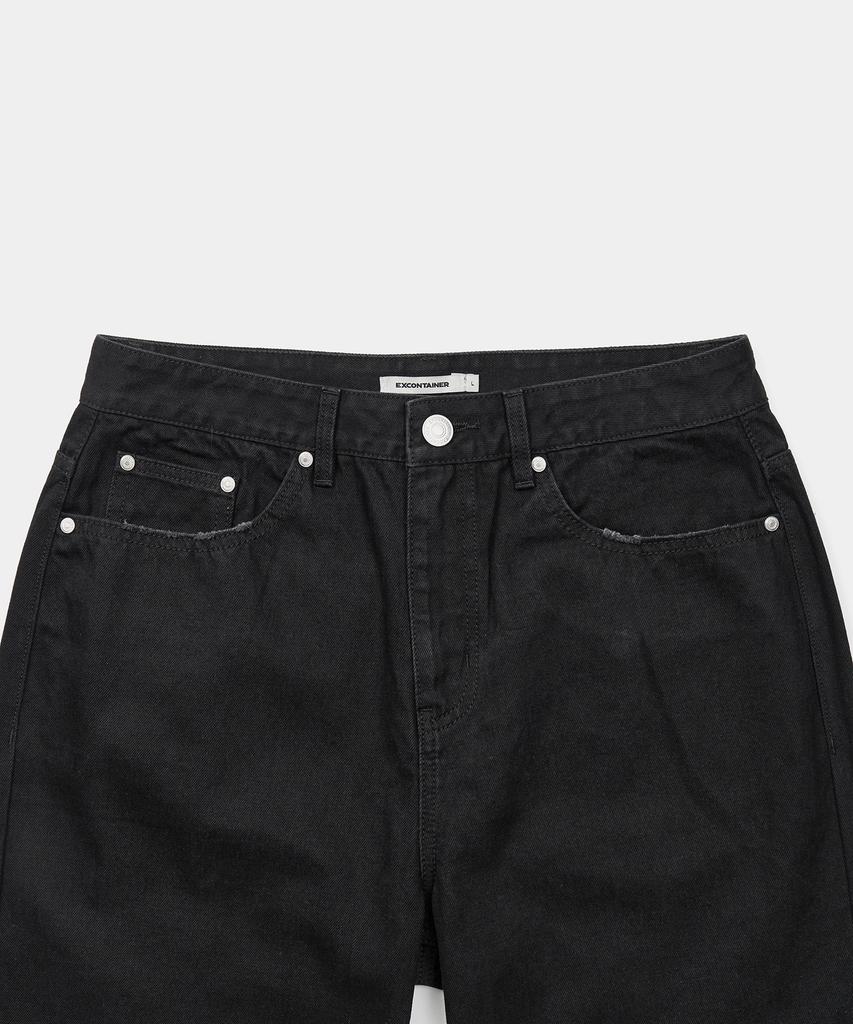 X Container Grunge Pocket Flare Denim Pants (Black)