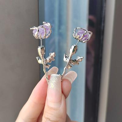 Natural Stone Flower High-End Earrings Mori Sweet Temperament Earrings Fashion Personalized Design Earrings Women