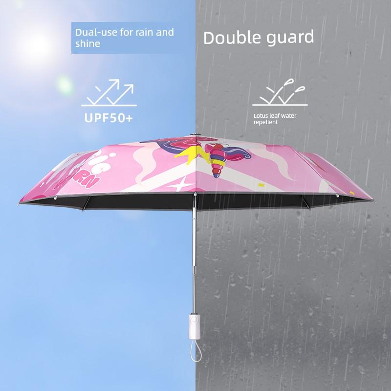 Sweet Doll Children's Umbrella Sunny and Rainy Dual-Use Girl Elementary School Girl Cute School Automatic Folding Sun Umbrella