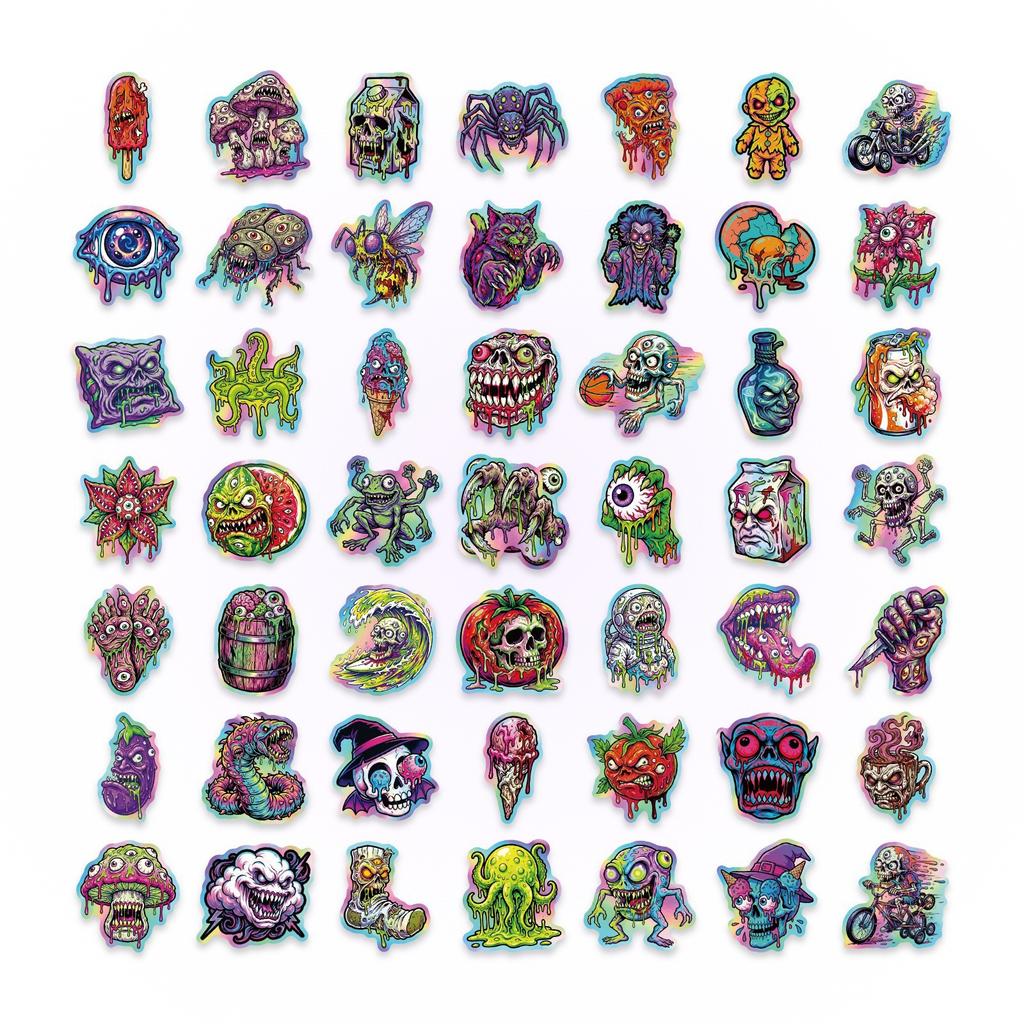 50/100 Pcs Dark Gothic Horror Skull Monster Stickers Adult Waterproof PP for Helmet Skate Car Suitcase Phone Laptop Decals