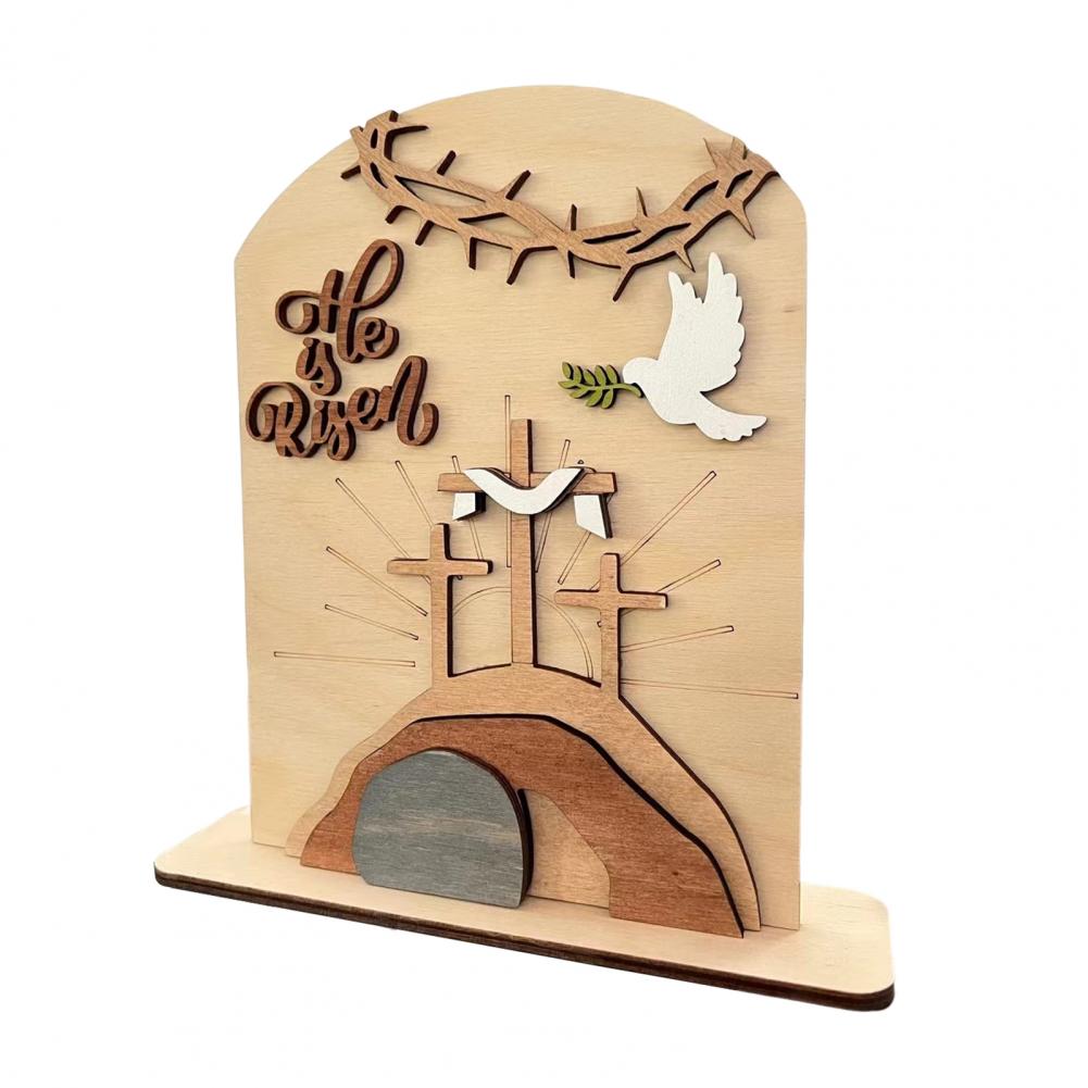 

Wooden Easter Decor Small Space Easter Decor Easter Wooden Ornament Set Resurrection Scene Empty Tomb Decor for Home Office