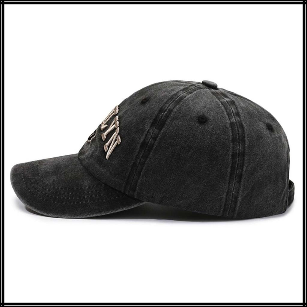 Baseball English CA955 [White Fang] Hat, Cap, Letters, Embroidered, Brim, Stylish, Fashionable, Cool, Men's (Gray)
