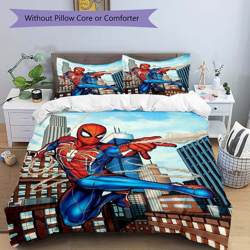 Spiderman Action Print 3Pcs Bedding Setduvet Cover With 2 Bedropillowcase Home Birthday Gift