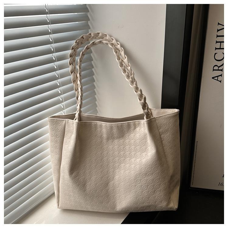 Fashion Retro Weaving Sense 225 New Trend Large Capacity Tote Solid Color Portable Shoulder Bag