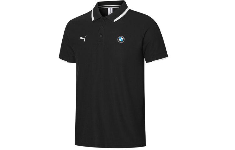 PUMA BMW Polo Shirts Men s Black Polo Collar Moderate Straight Fit 596101-01 XS
