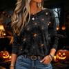 Women's Halloween Printed Neck Long Sleeve Pullover Top
