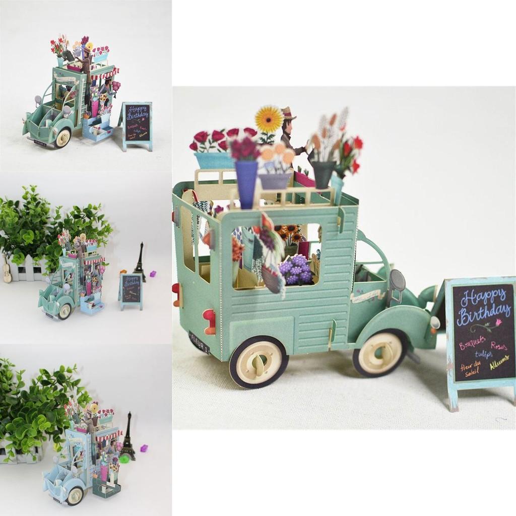 Beautifully Detailed 3d Mother's Day Card For Mum With Flower Van Theme