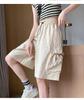 Leichte Damen-Freizeit-Arbeits-Shorts mit hohem Bund: Schnelltrocknende Sport-Caprihosen