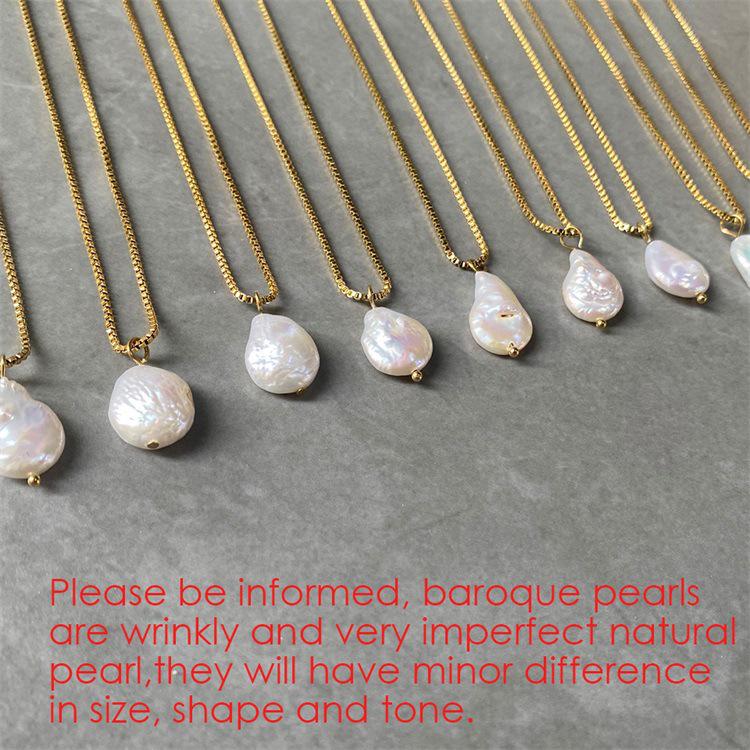 Stainless Steel Irregular Pearl Necklace: Retro Clavicle Chain with Versatile, Chic Design
