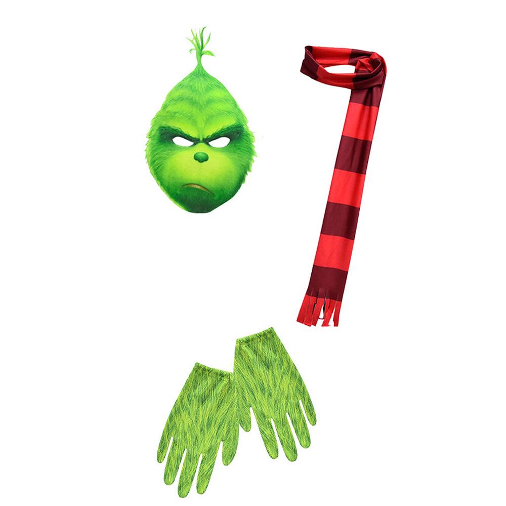 Children's Grinch Green Hair Christmas Jumpsuit Costume