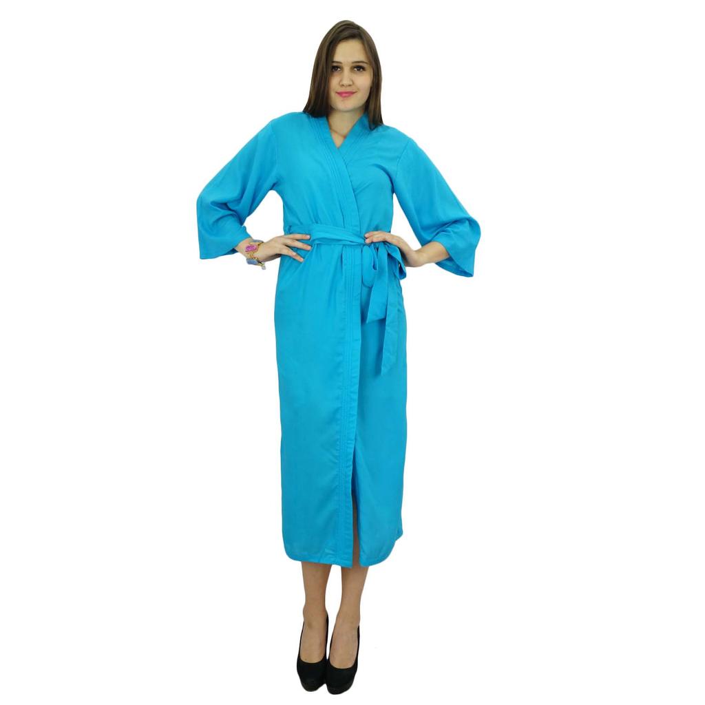 Bimba Women Long Solid Belt Robe Soft Modal Cotton Wrap Round Plain Bath
