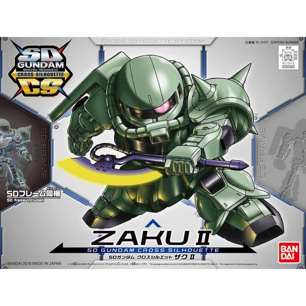 SD Gundam Cross Silhouette Zaku II plastic model color-coded