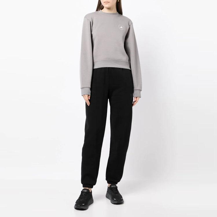Adidas X Stella McCartney Co-branded Logo Print Crew Neck Sweatshirt Daily Casual Comfort Tops Women Grey HR2528