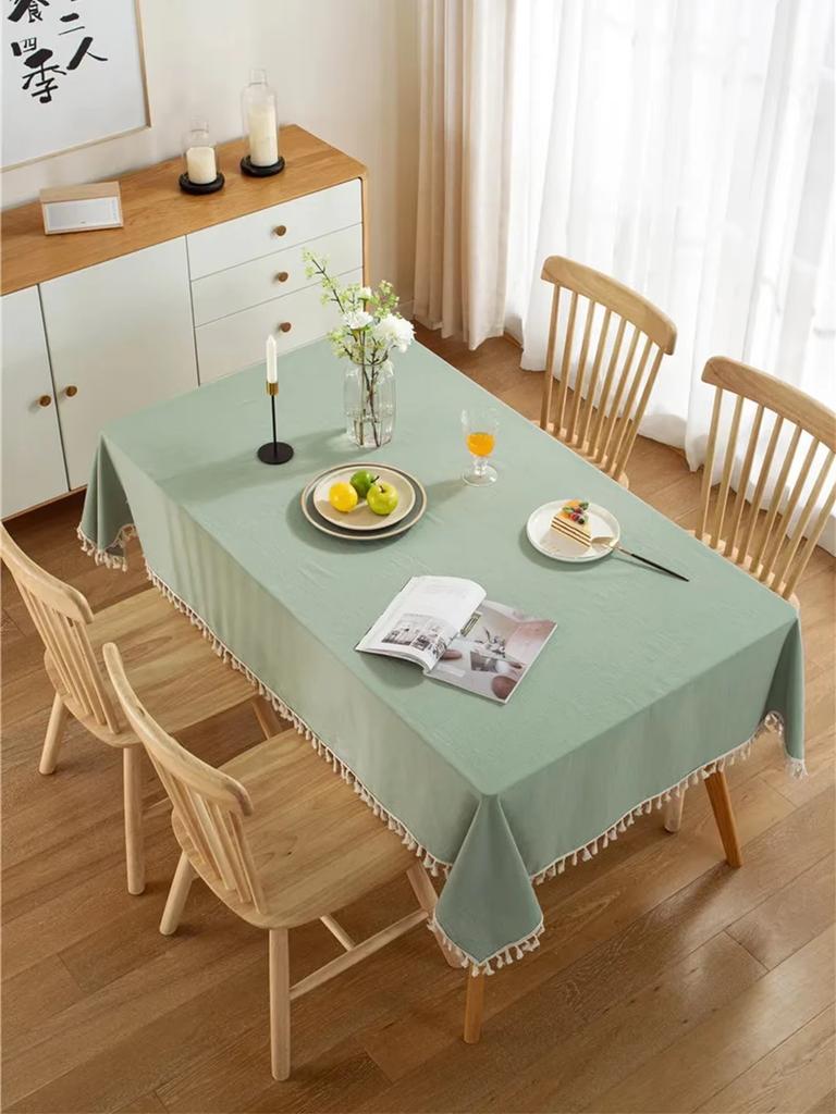 Pure Color Fringed Tablecloth, Durable and Eco-friendly Tablecloth, Suitable for Wedding, Hotel, and Home Decoration