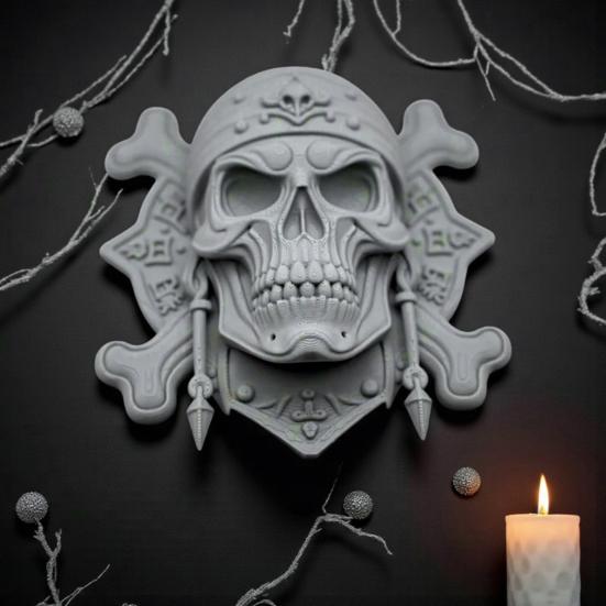 Pirate Skeleton Wall Decor Halloween Plastic Human Head Craft for Garages Living Rooms Bedroom Offices Decor