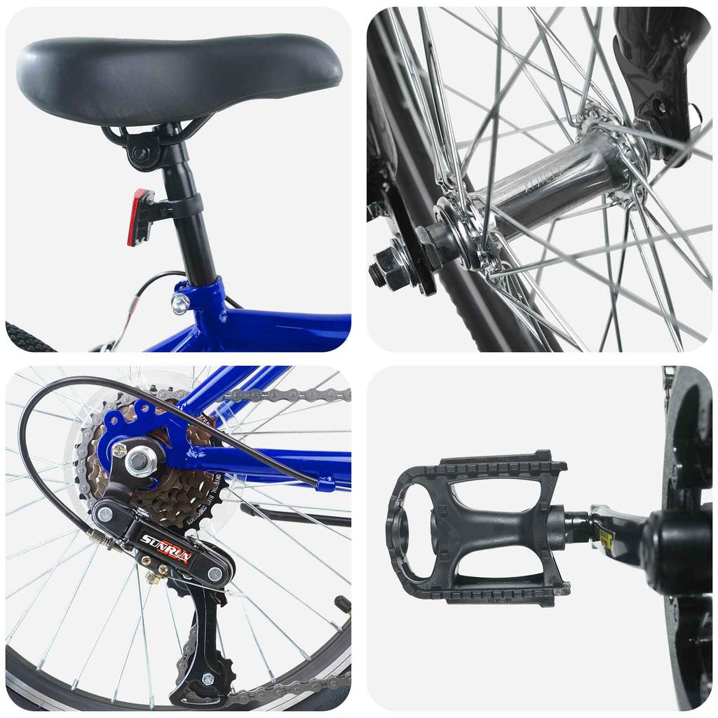 Kids Bike 24 Inches 6 Speed for Ages 8 12 Dark Blue