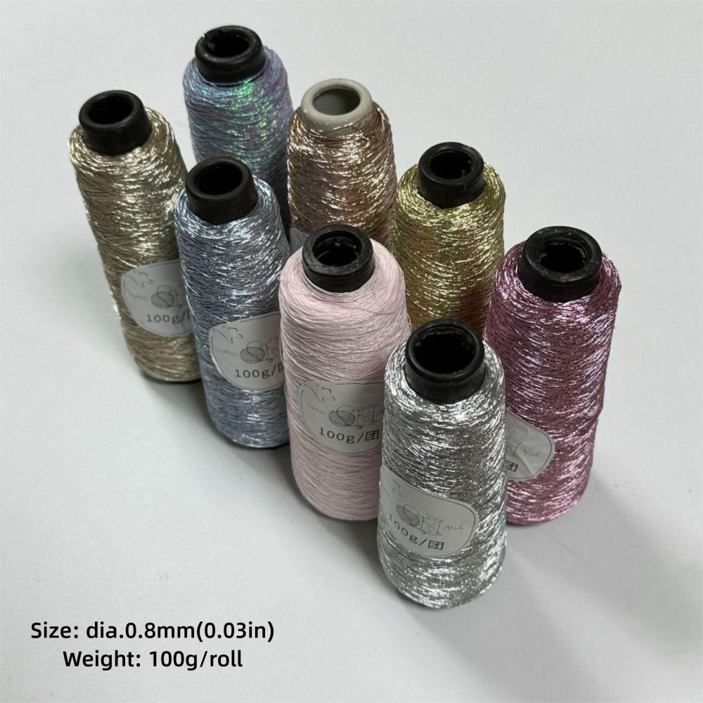 100g/Roll Multicolor Fine Gold Silver Yarn DIY Crochet Accessories Shiny Yarn Hand-woven Supplies Dia.0.8mm
