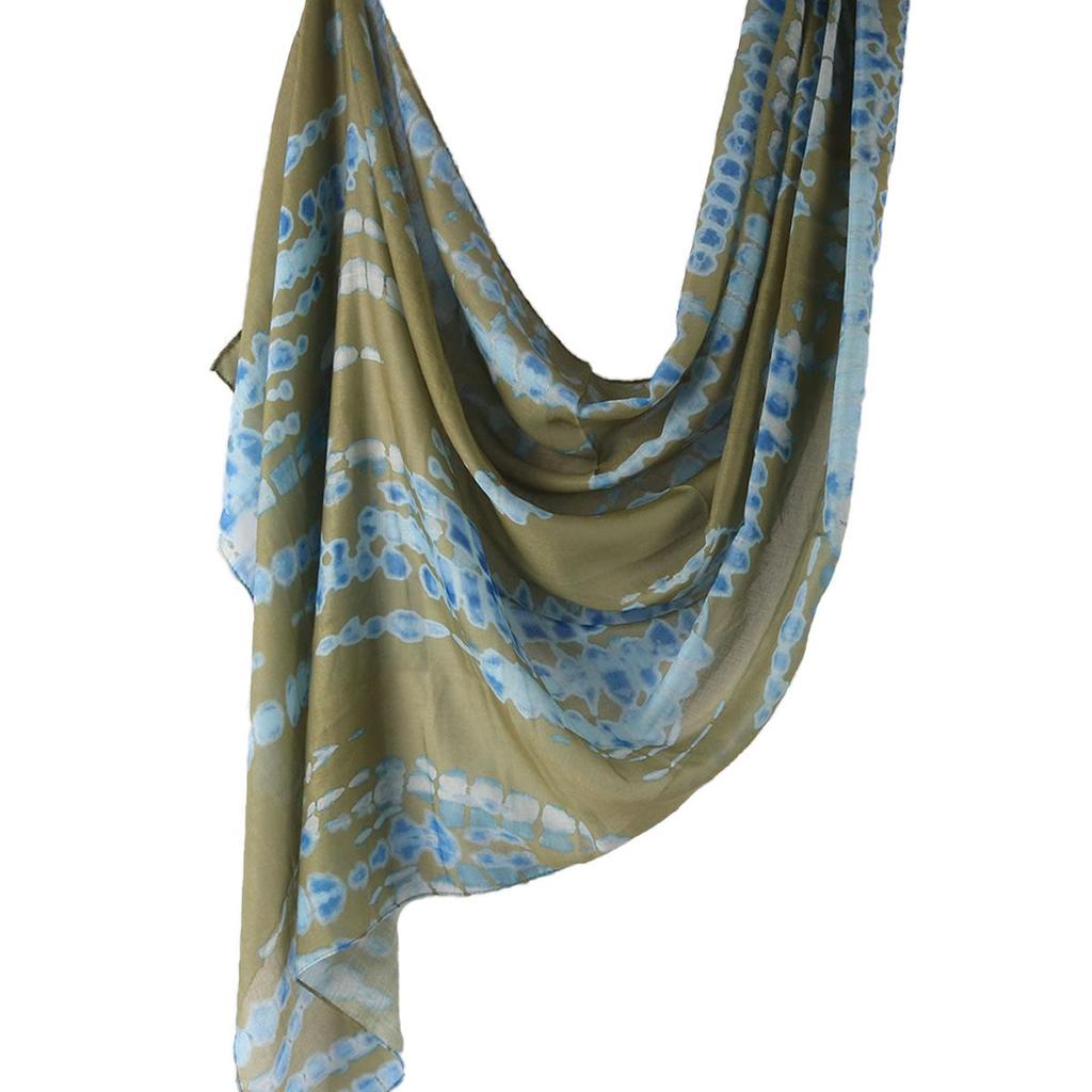"Ethnic Watercolor Modal Cotton Shawl Satin Print Scarf for Women"