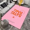 Tiny Tales Children Story Books Logo Poster Pink Orange Typography Brand Art detailed floor mat rug for kids room nursery office decor