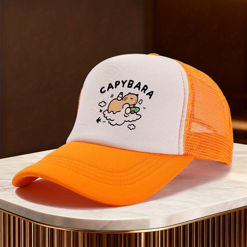 Capybara Sleeping on Cloud Graphic Trucker Hat Polyester Mesh Baseball Cap Casual Gift