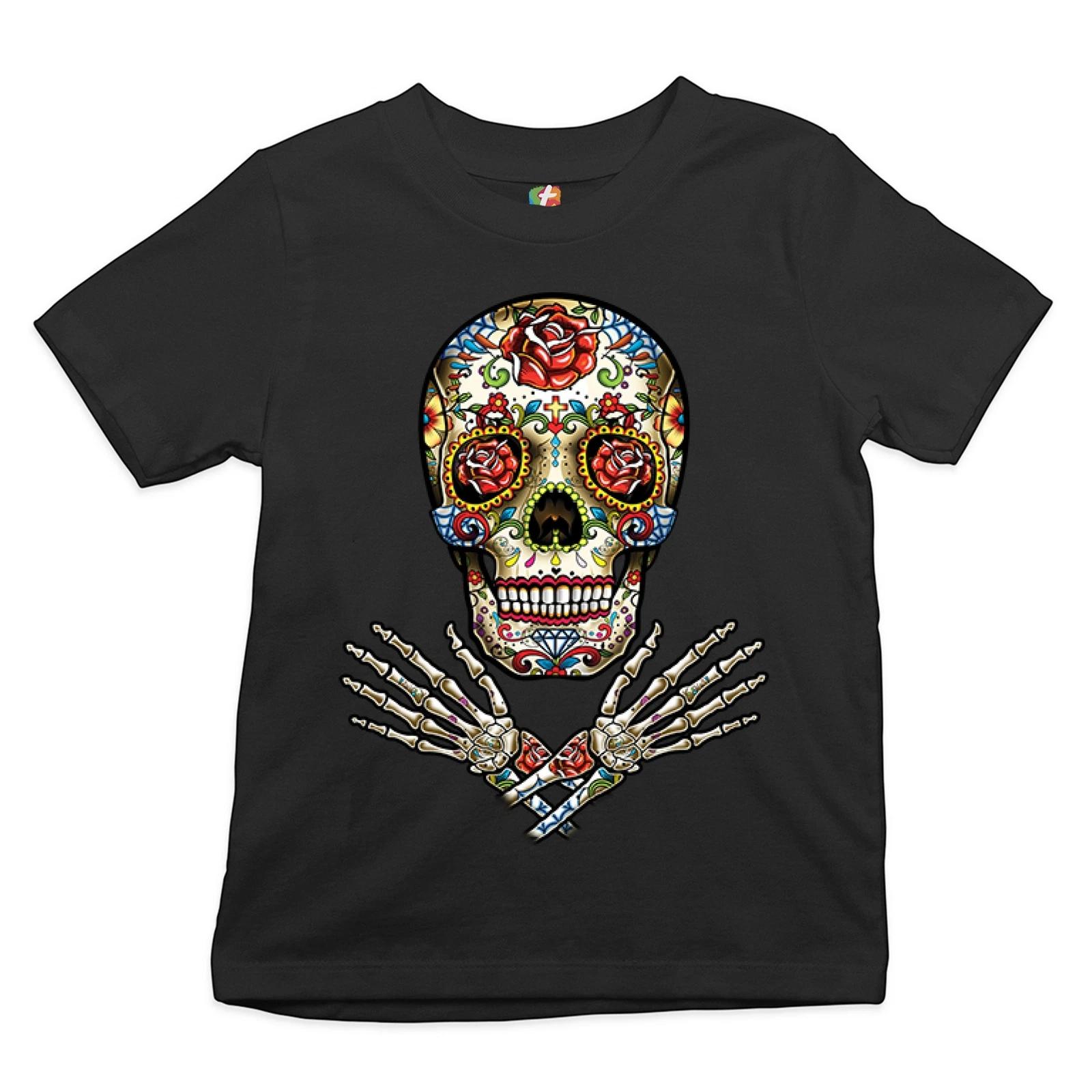 Calavera Arms Crossed Youth kids boys T-Shirt Dia de los Muertos Day of the Dead Kids 130