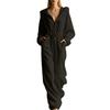 Women's Casual Corduroy Hooded Zip-Up Jumpsuit with Long Sleeves and Loose Fit for Fall and Winter