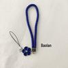 Camellia Four-Leaf Clover PU Leather Phone Wrist Lanyard with Nylon Woven Cord and Phone Case Pendant