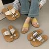 New Thick-soled One-shoulder Sandals of Water Diamond Women's Shoes and Slippers