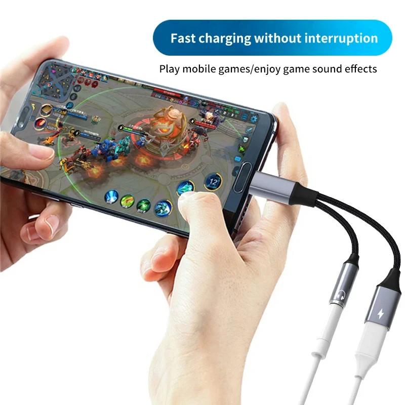 Type C To 3 5mm PD 60W USB AUX Cable Converter with 2 In 1 Headphone Jack Adapter Audio Cable for Huawei Earphone